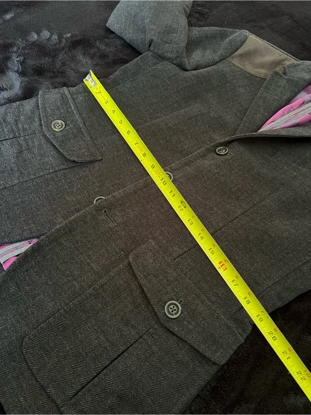 Ted Baker Gray Sport Coat with Brown Shoulder Accents and Pink Lining
